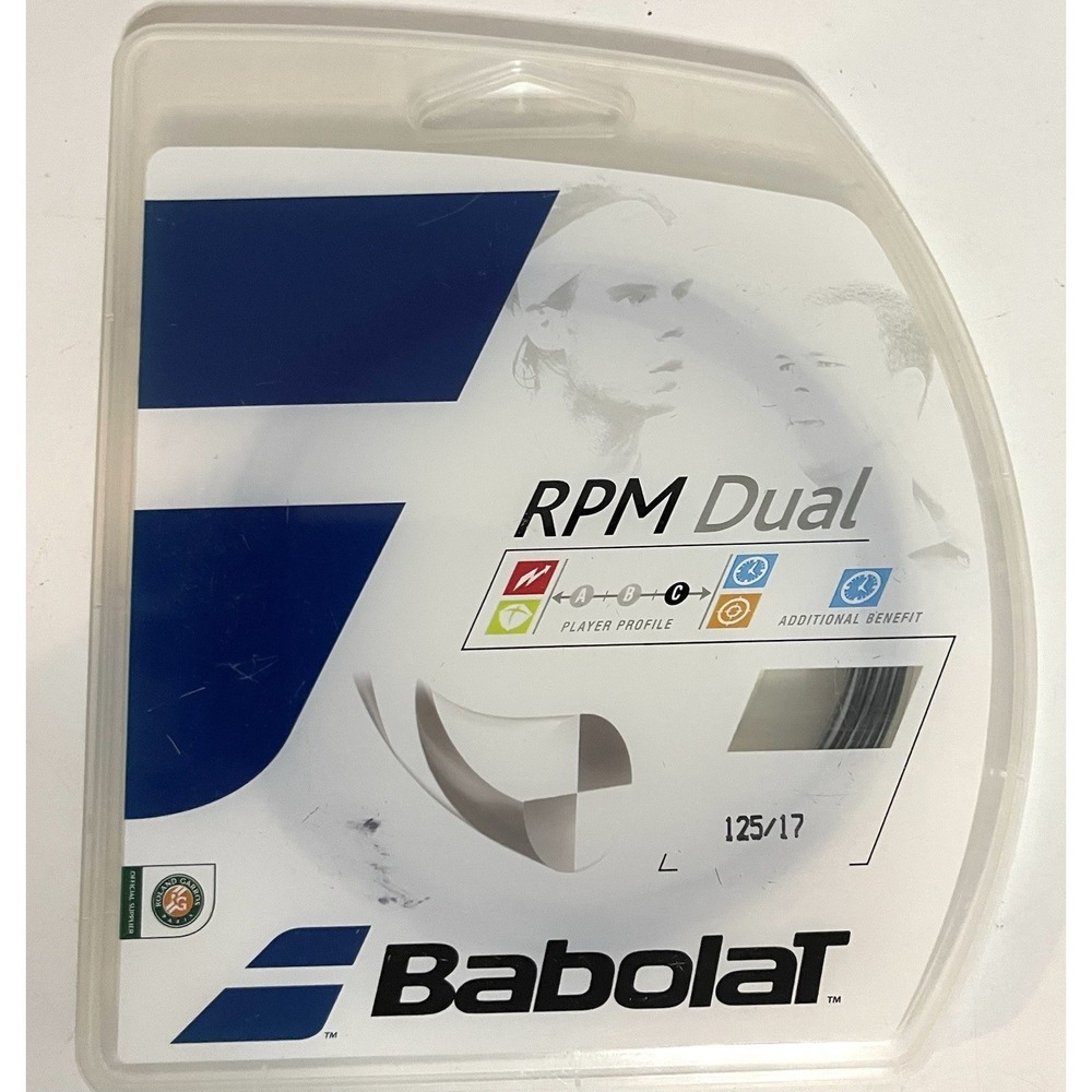 10 New Babolat RPM Dual 125/17 40' Black Tennis String, France